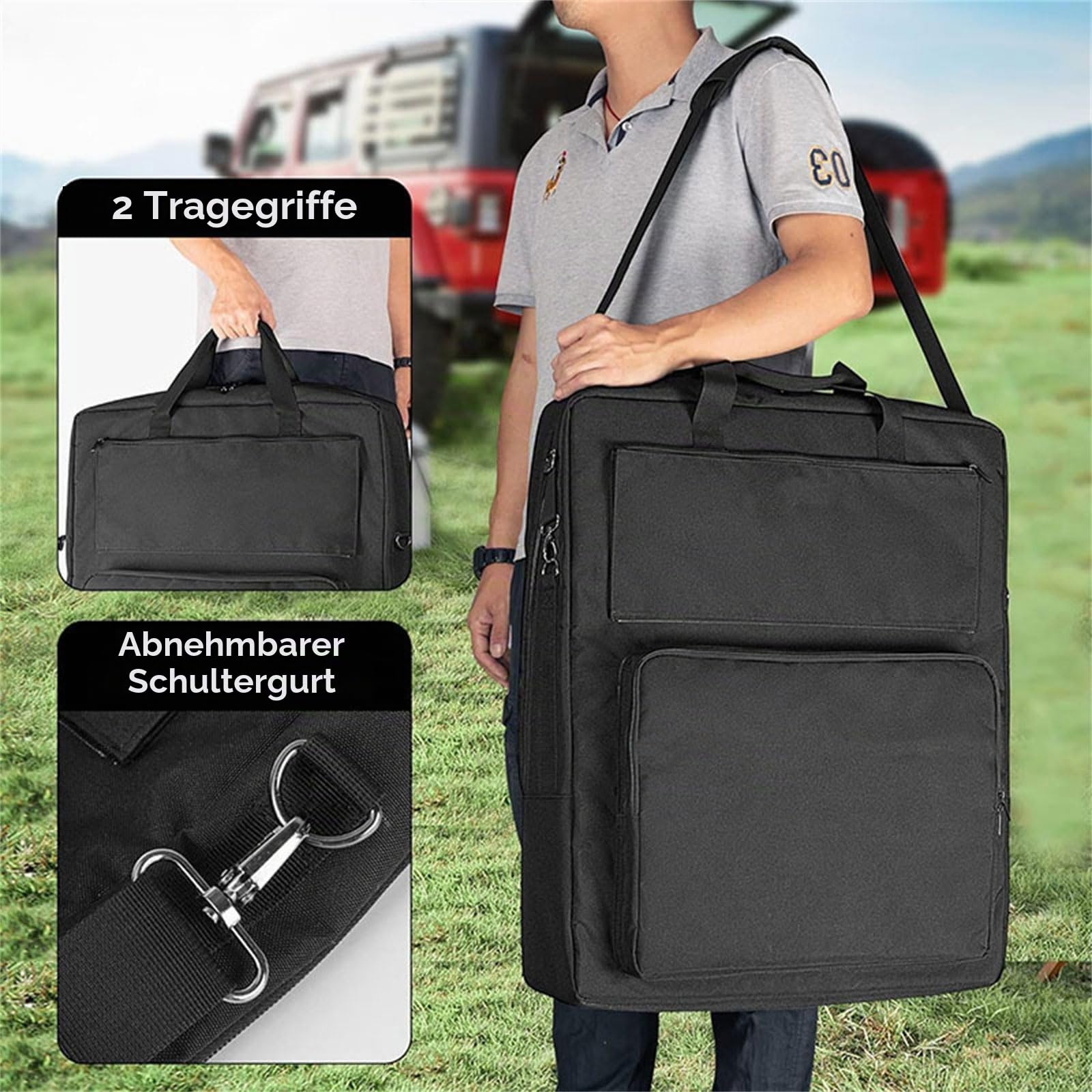 Praktische Solar-Panel-Tasche für Ankers Solix PS100 PS200 mit Taschen und stabilem Griff zum Tragen