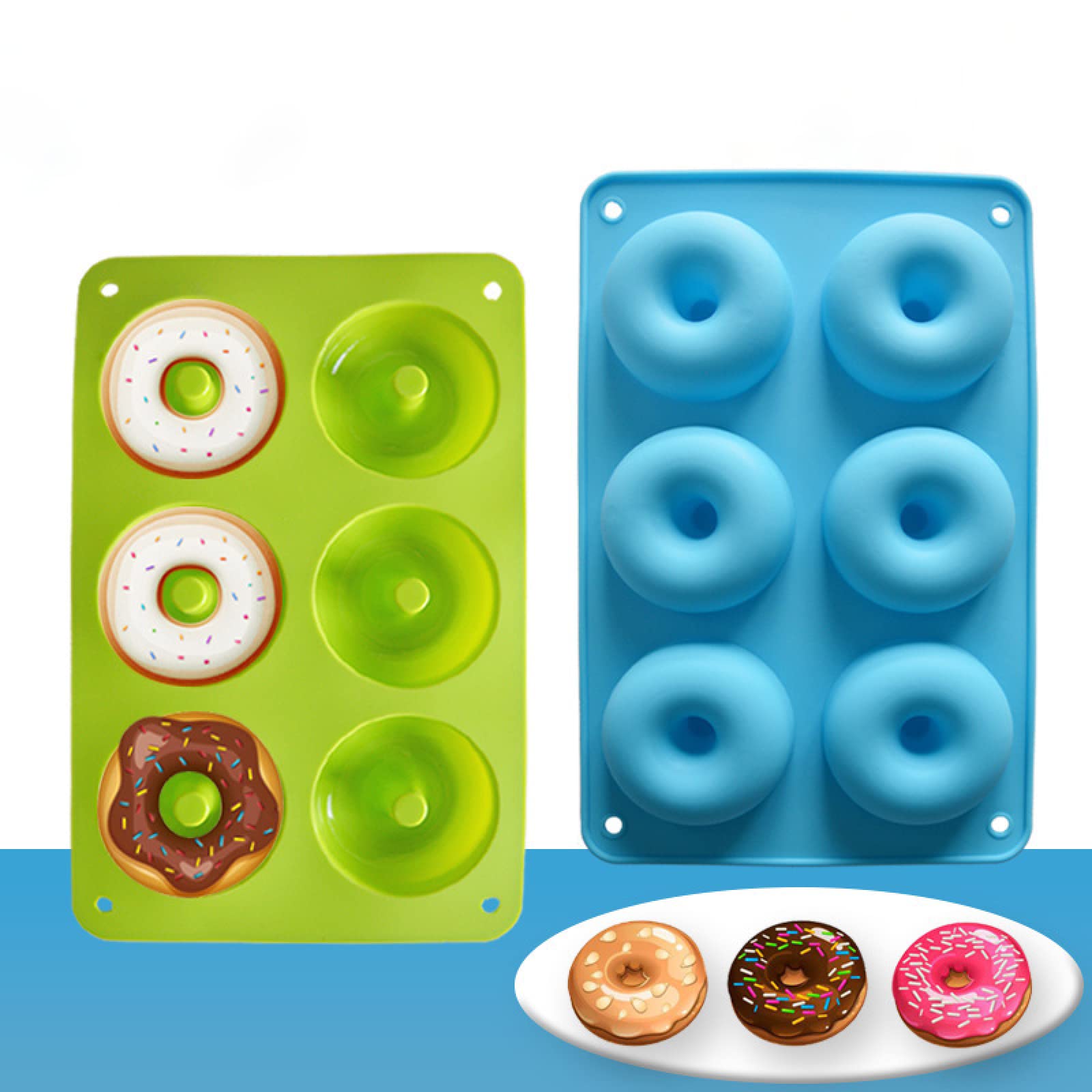 Antihaft Backblech Donut Form Für Zuhause Diy Silikon Bäckerei Backform Dekoration Antihaftbeschichtet Donut Werkzeuge Dessertform 4St Blau