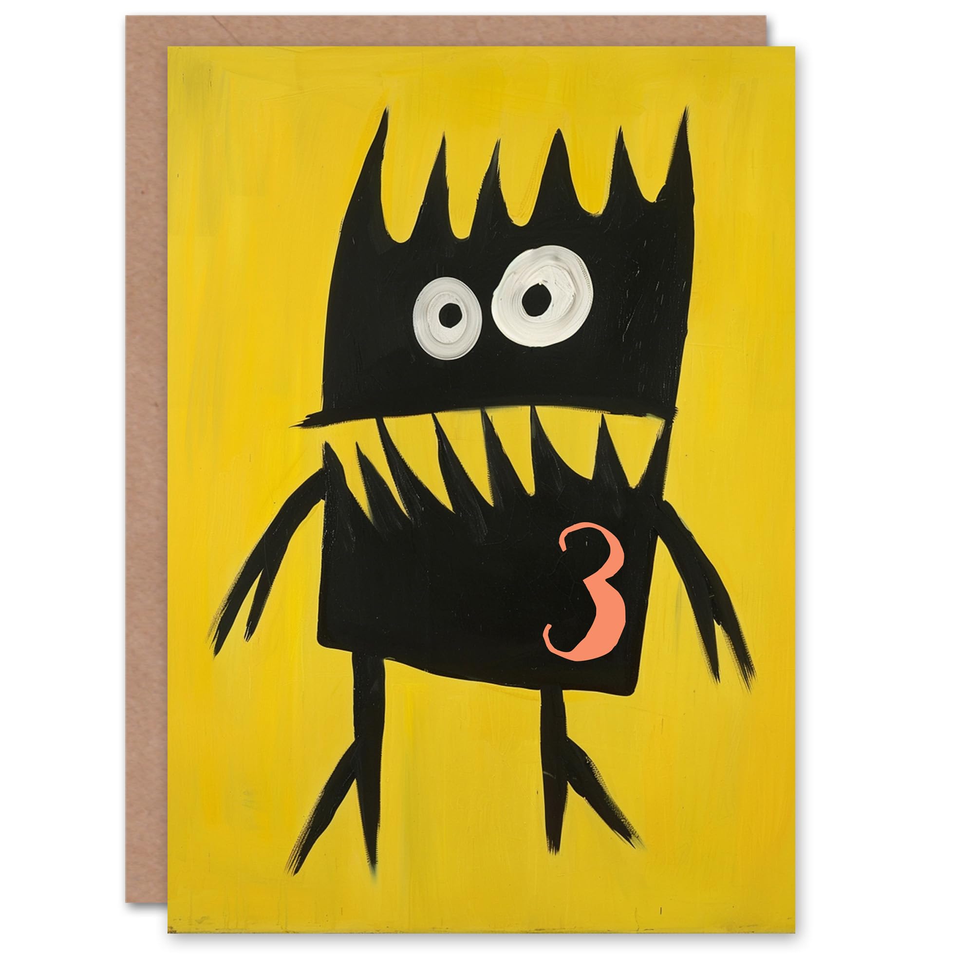 Artery8 Cute Monster Cartoon 3rd Three Age 3 Year Old For Child Kids Birthday Card