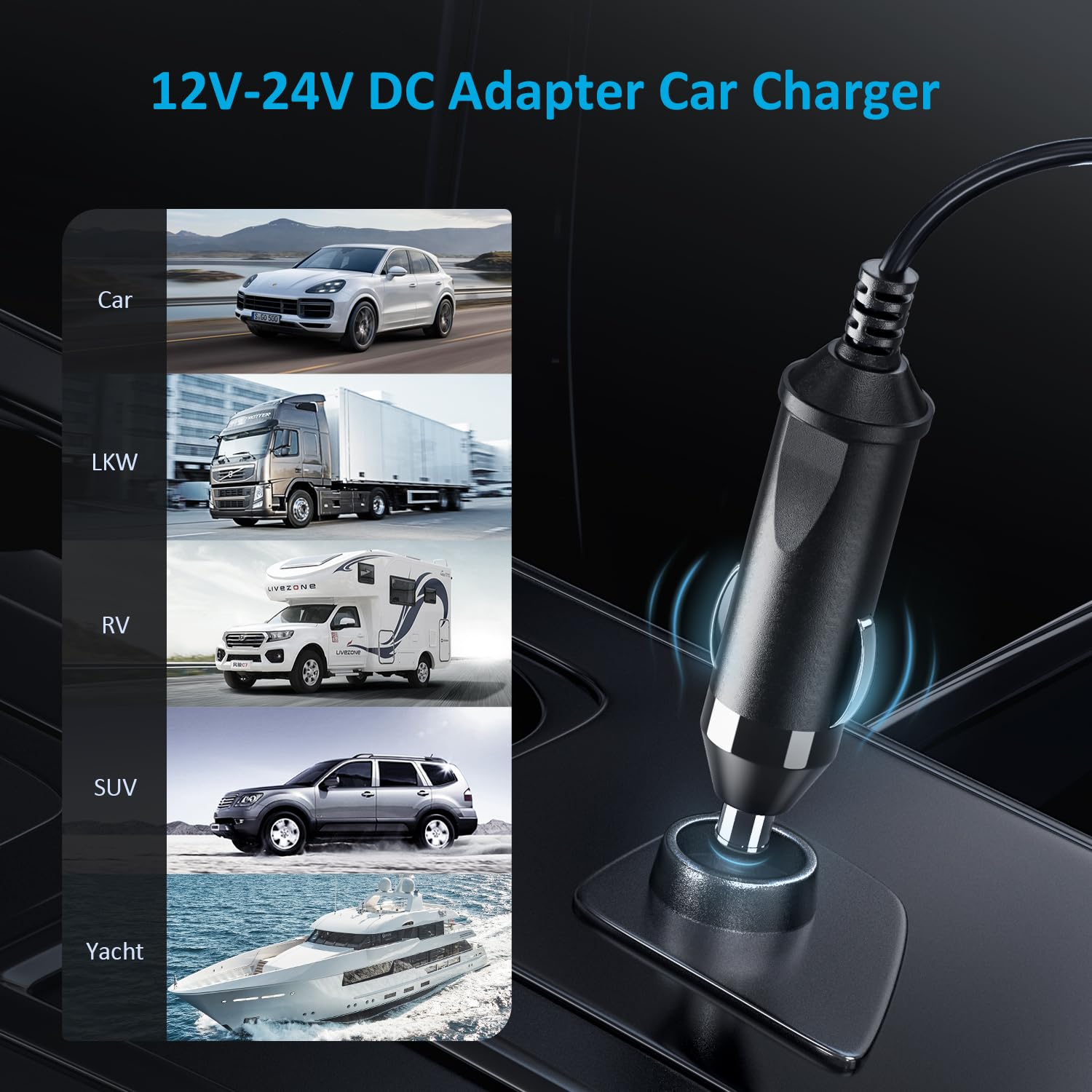 Zolt Ładowarka samochodowa USB C, 100 W, adapter 12-24 V DC do Lenovo Thinkpad HP Spectre Dell XPS Acer Asus Chromebook Samsung Macbook Pro Air Huawei Matebook