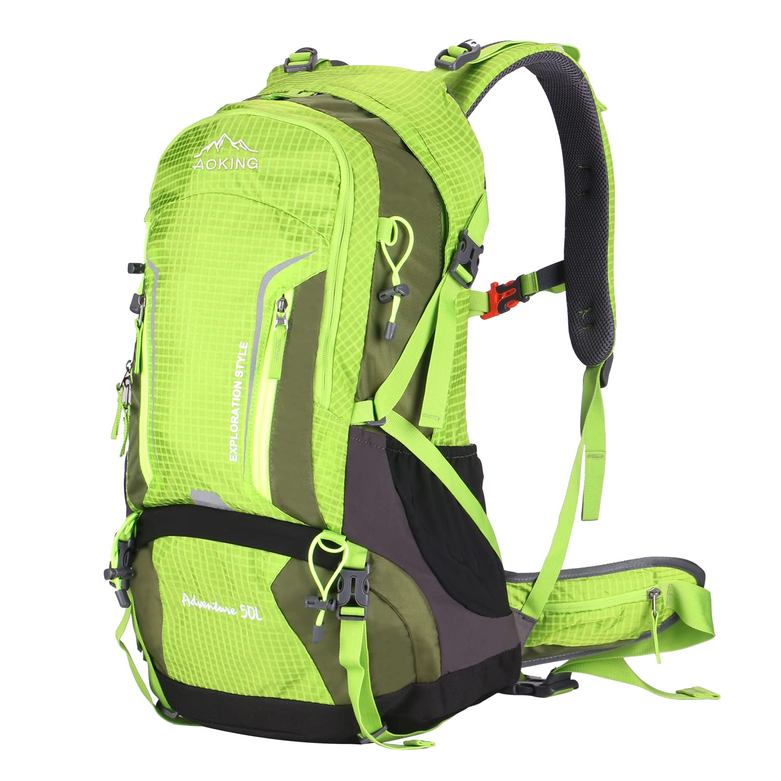 Aoking,Hiking backpack,50 Liters,detachable airflow mesh board,waterproof,SOS whistle,with rain cover