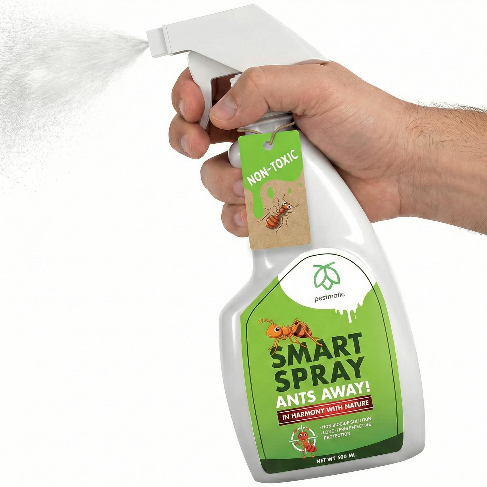 Smart Spray Ants Away, Indoor & Outdoor Anti-Ant Spray, Alternative for Ant Killer, Ant Repellent & Ant Poison, Green Non-Toxic Solution Against Ants, Safe Ant Stop 500 ml