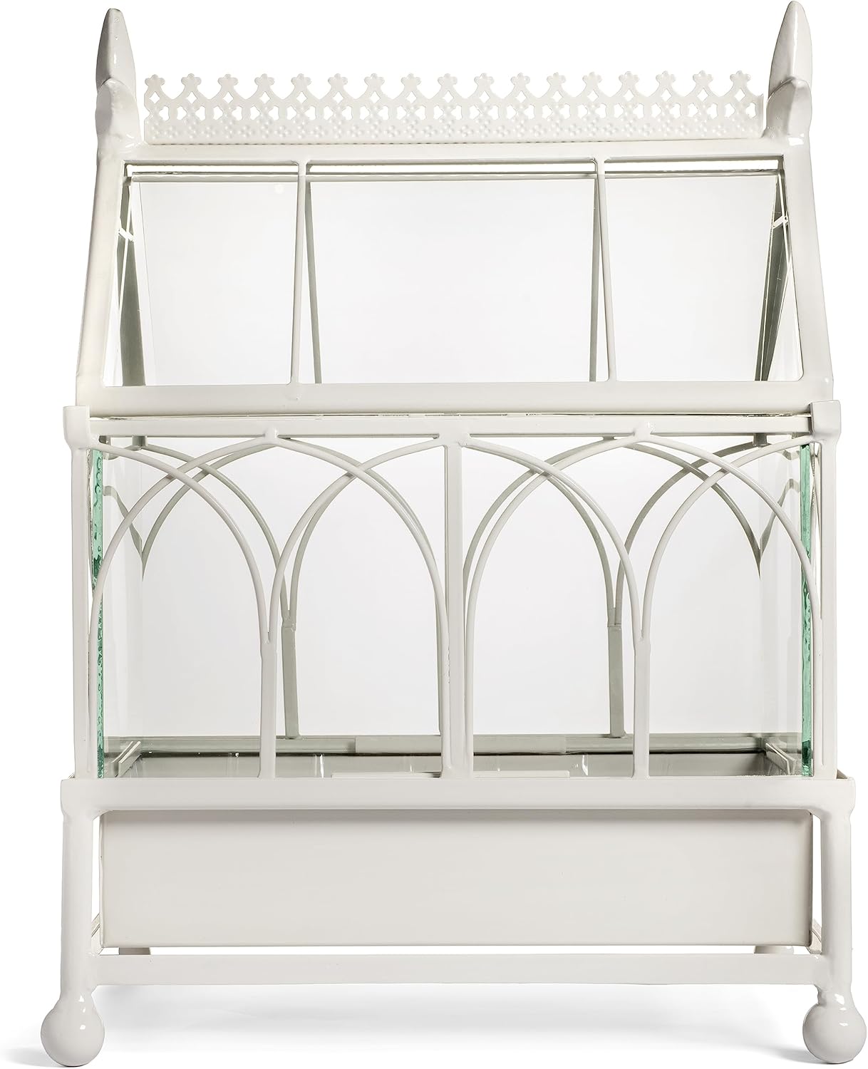 H Potter Glass Terrarium Succulent Planter Wardian Case Plant Container Metal Tabletop Off White