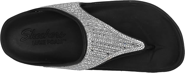 skechers black sandals with rhinestones
