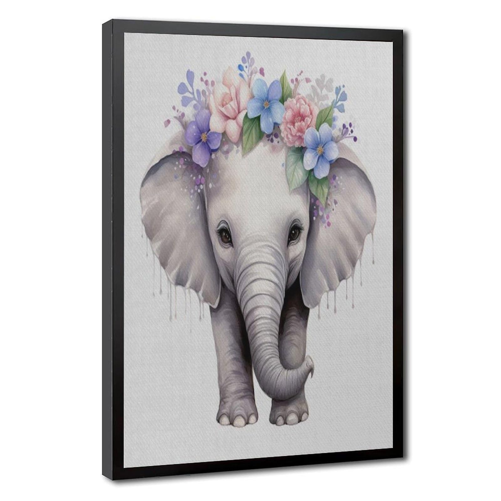 Bareronor Watercolour Elephant Poster Canvas Poster Bedroom Decor Landscape Office Room Decor Gift 24" L X 36" W