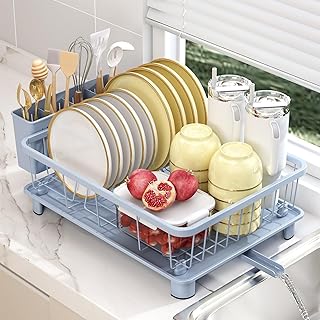 25 Blue Kitchen Ideas That Add Calm and Coastal Vibes 128 Blue Dish Drying Rack, Dish Rack,Space-Saving Dish Racks for Kitchen Cou...