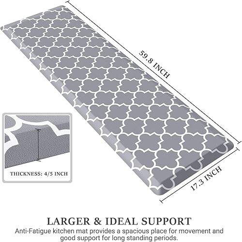 Miniatura 2 de WISELIFE Tapete antifatiga, tapete de cocina de 34 pulgadas de grosor, antideslizante, impermeable, resistente, ergonómico, cómodo, duradero, para
