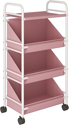 Miniatura 2 de Buzowruil Carrito de almacenamiento de tela rodante con 3 cajas de almacenamiento grandes, ruedas, adecuado para dormitorio, sala de estar, entrada,