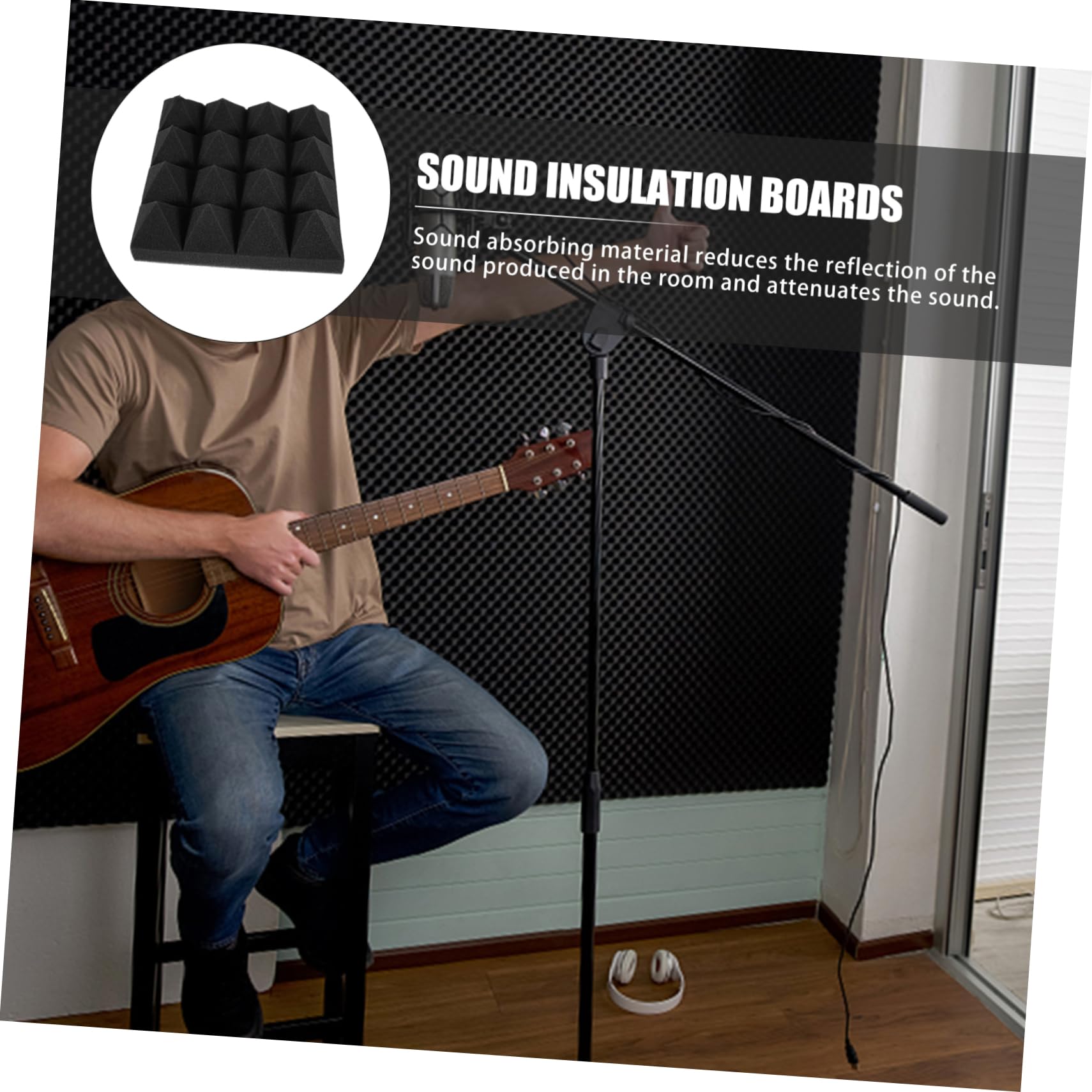 12 Piezas Paneles Acústicos de Absorción de Sonido Ignífugo Adhesivo para Estudio Grabación Ktv Sala Oficina Hogar