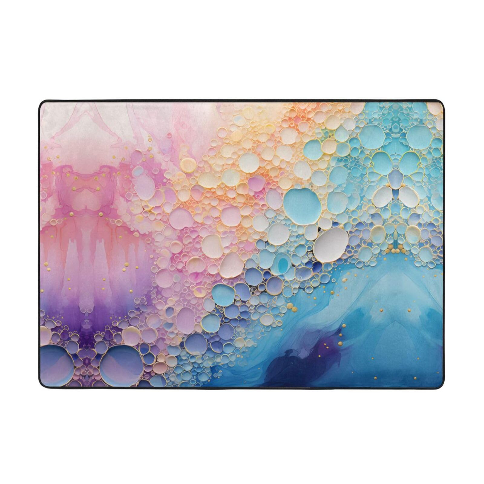 Tapis de sol anti-taches en flanelle marbre bleu pour bureau