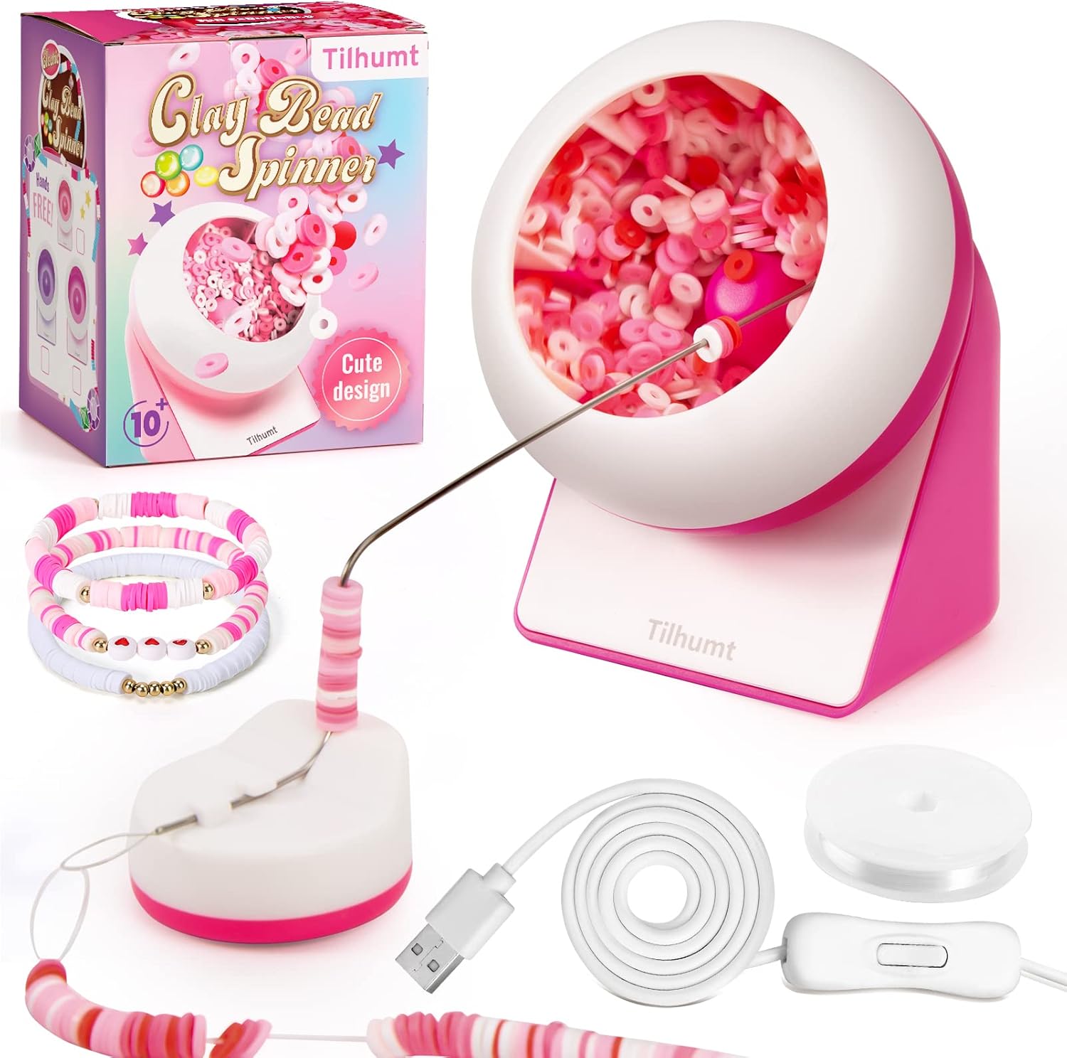 Tilhumt Clay Bead Spinner for Jewelry Making, Electric Bead Spinner for