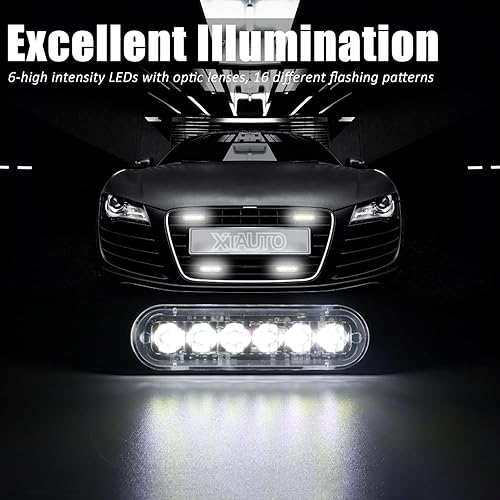 Miniatura 2 de Luz Estroboscópica LED de Advertencia de Emergencia 4 unidades Universal 12V-24V 18W Blanco 6 LED Construcción Montaje en Superficie Baliza Destello