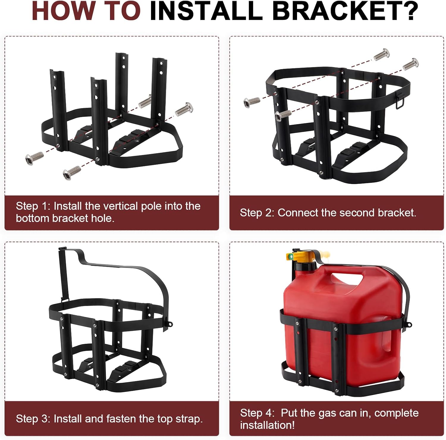 5 Gallon Gas Can Holder, Metal Steel Fuel Container Mount Bracket Compatible with No-Spill Gas Can for Model 1450, 1460, 1456 and 1547