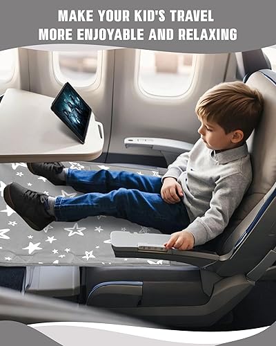 Miniatura 3 de Cama de avión para niños pequeños, extensor de asiento de avión suave para niños, cama portátil de vuelo de bebé con gancho de fijación e inserto,