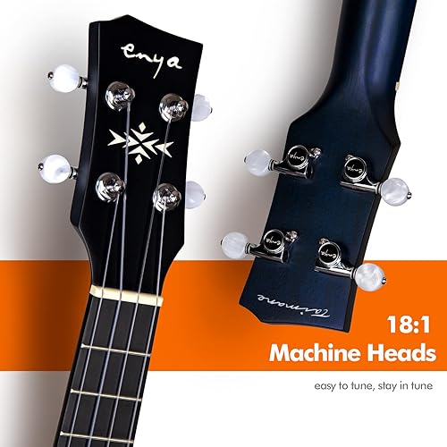 Miniatura 3 de Enya Taimane Moon Signature Ukelele Tenor All Solid Mahogany - Ukelele azul de 26 pulgadas con paquete de recolección AcousticPlus integrado con