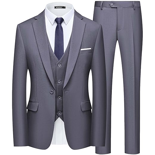 WULFUL Terno Slim Fit Masculino Um Botão 3 Peças Blazer Vestido Negócios Festa de Casamento Colete e Calça