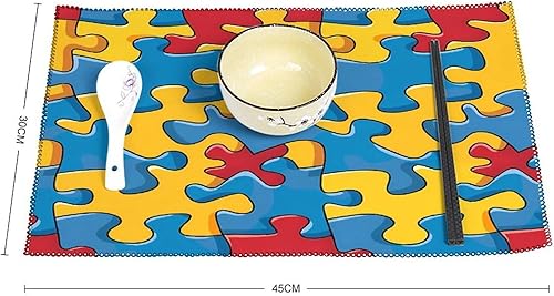 Miniatura 2 de _Puzzle Piece Autism Awareness Placemats Set of 6 Resistant Table Mats Washable Place Mats for Dinner Party Table Decoration
