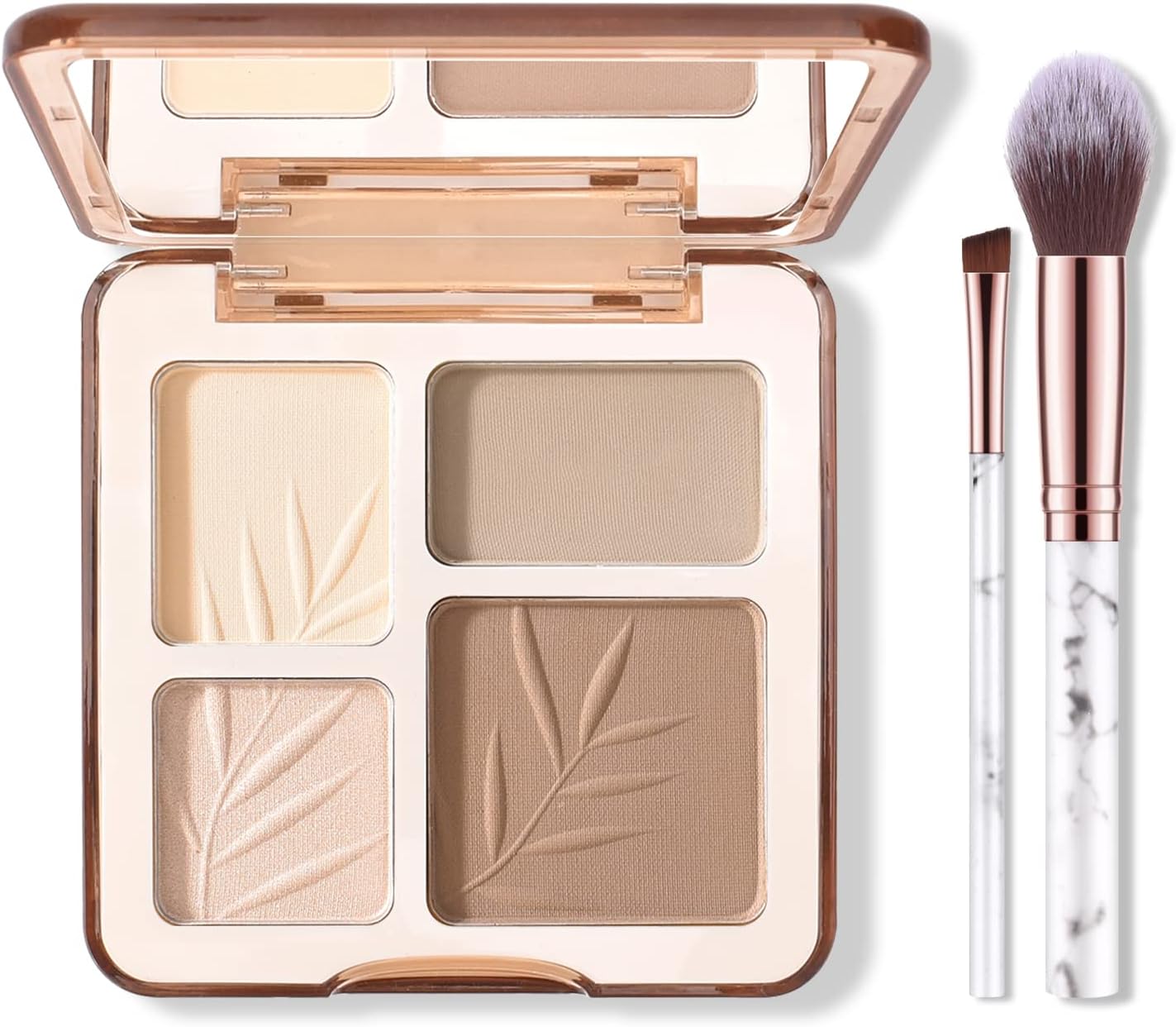 KYDA 4 Colors Highlighter Contour Palette, Bronzer Illuminator Glow Kit, Natural Matte Shimmer Finish, Lasting Face Shape Contouring Makeup, by Ownest Beauty-Set B