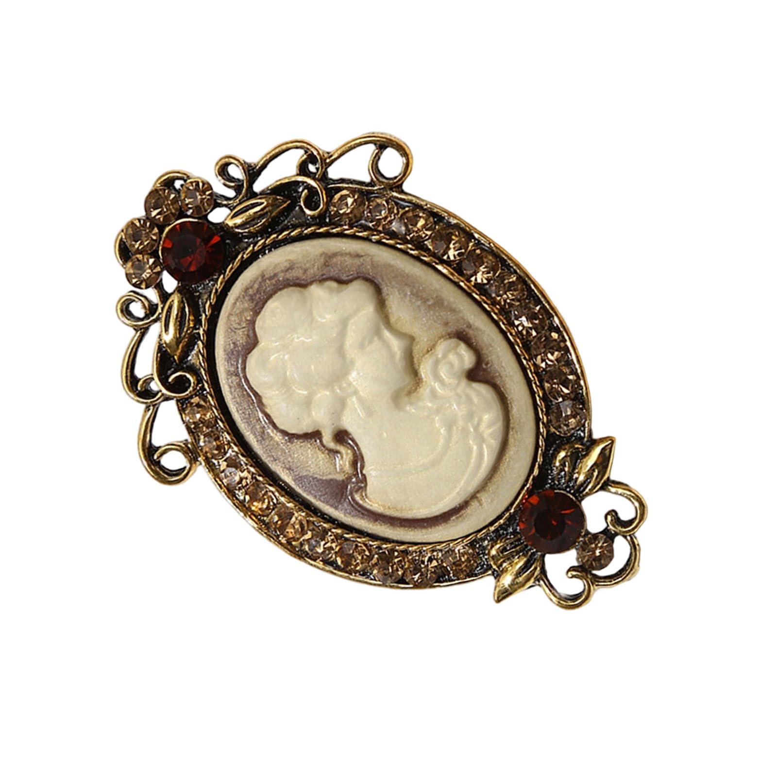 UncleS Elegant Vintage Cameo Brooch Pin Set with Antiqued Gold Finish Sparkly Alloy Cameo Lapel Pin for Women Jewelry