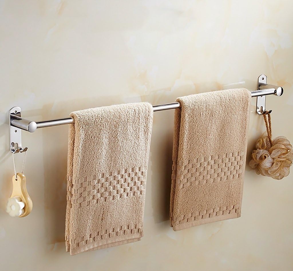 DACHUI Bath Rooms Rack Towel Rack Wall Mount Towel Holder Stainless Steel Single Towel Rail Double Hook Kitchen Towel Bath Rooms Minimalist Shelf (Size: 900mm)