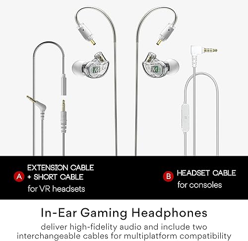 Miniatura 3 de MEE audio Auriculares intrauditivos M6 VR para juegos con cable corto para Oculus Quest 2 y otros auriculares VR + cable de micrófono para PS5,