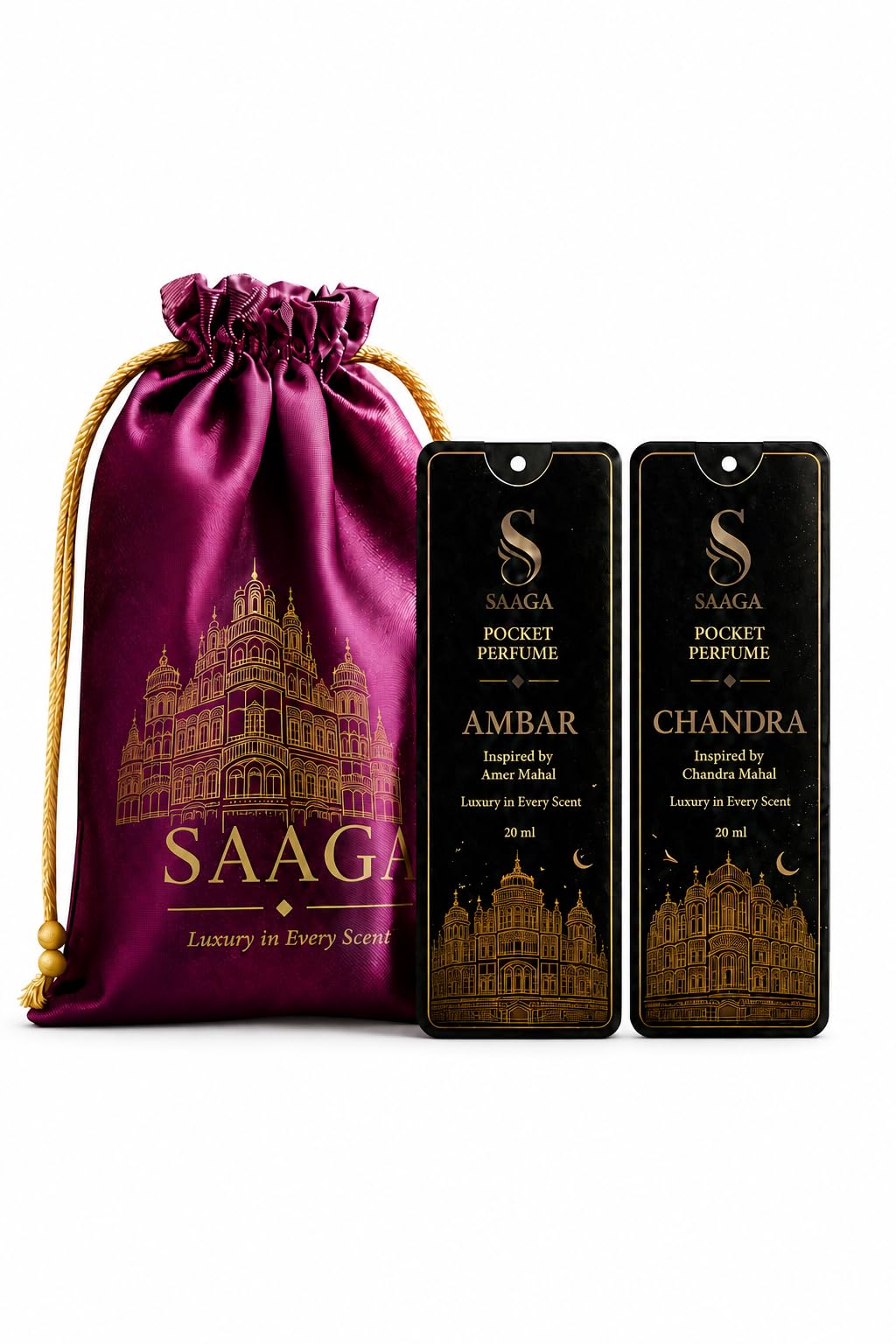 SAAGA Pocket Perfume Gift Set, Spray, 20 ml, Pack of 2 with Luxury Potli Bag-picture-13