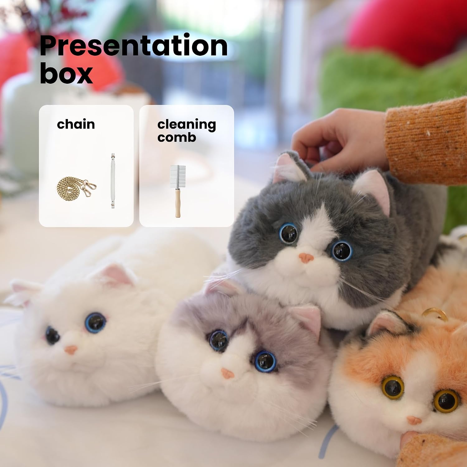 Stuffed Animal Backpack Kitten Crossbody Bag with Adjustable Strap Handcrafted Cat Backpack for Women image 5