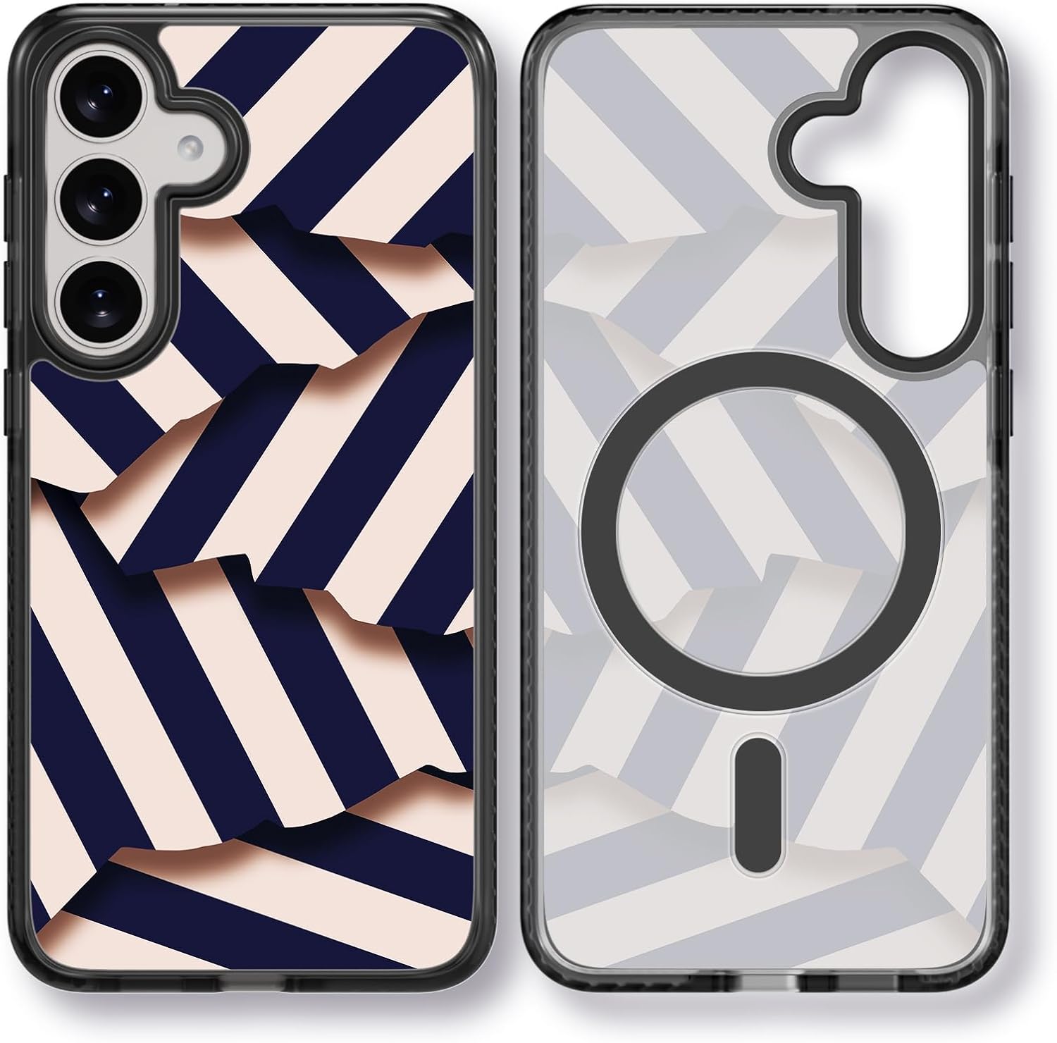 Rosarnnah Magnetic for Samsung Galaxy S25 Magsafe Case Cute Aesthetic - Durable Shockproof 6.6 ft Drop Impact Phone Case Cover with Funny Fashion Black Candy Stripe Design 6.2" Black