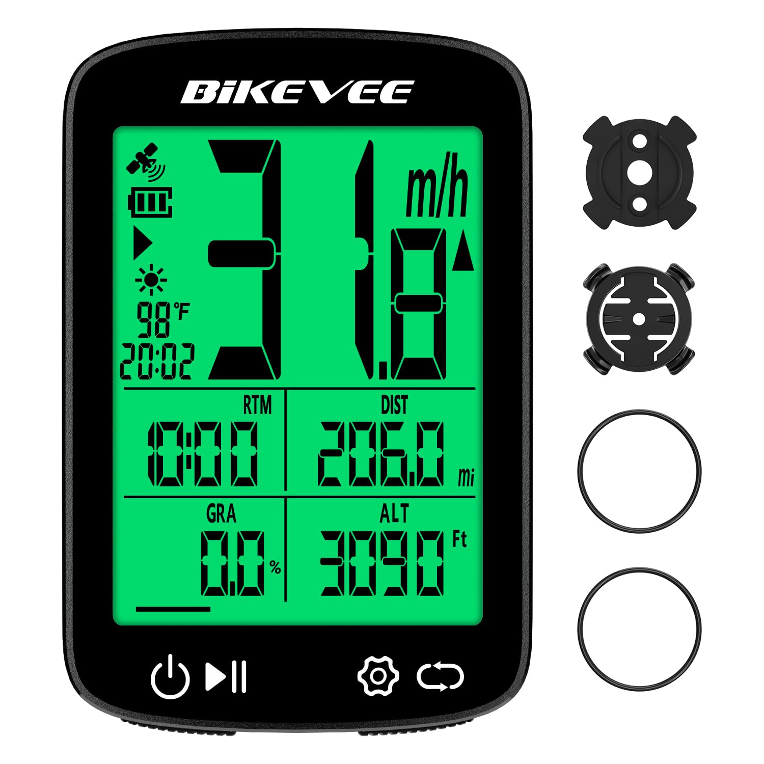 GPS Fahrradcomputer Kabellos Tacho Fahrrad IPX7 Wasserdicht mit Temperatur Höhe Steigung 2,4 Zoll Display Auto Start Stopp KMH MPH