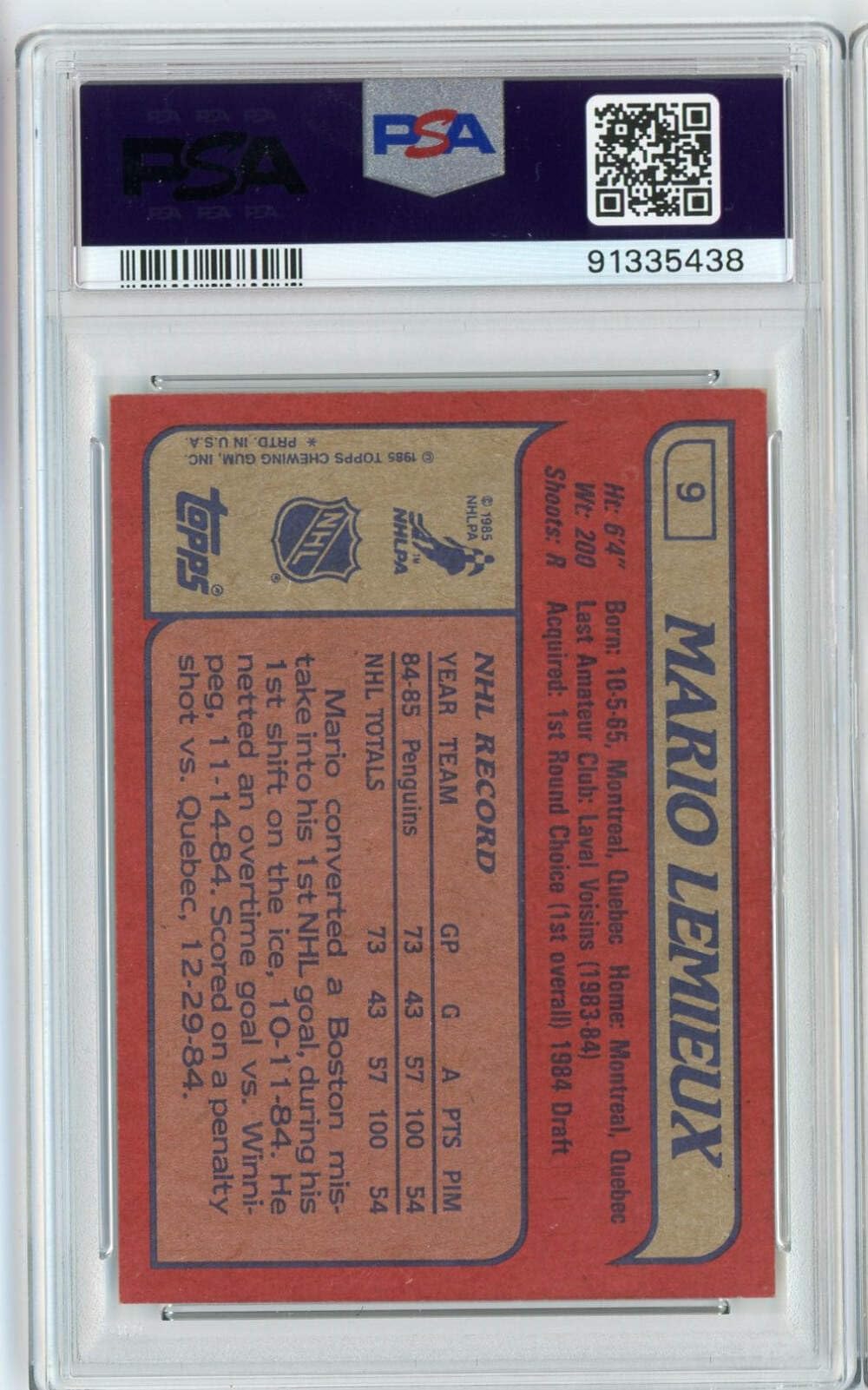 Amazon.com: Graded 1985 Topps Mario Lemieux #9 Rookie RC Hockey Card PSA 6  EX-MT : Collectibles & Fine Art