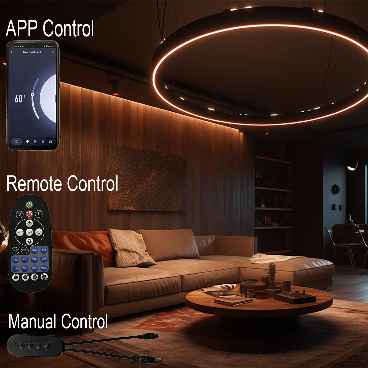 Striscia LED COB 10 metro (2x 5m) Bianco Freddo 6000K, controllata tramite WIFI, dimmerabile con alimentatore 12V & telecomando IR, autoadesiva, compatibile con APP Tuya