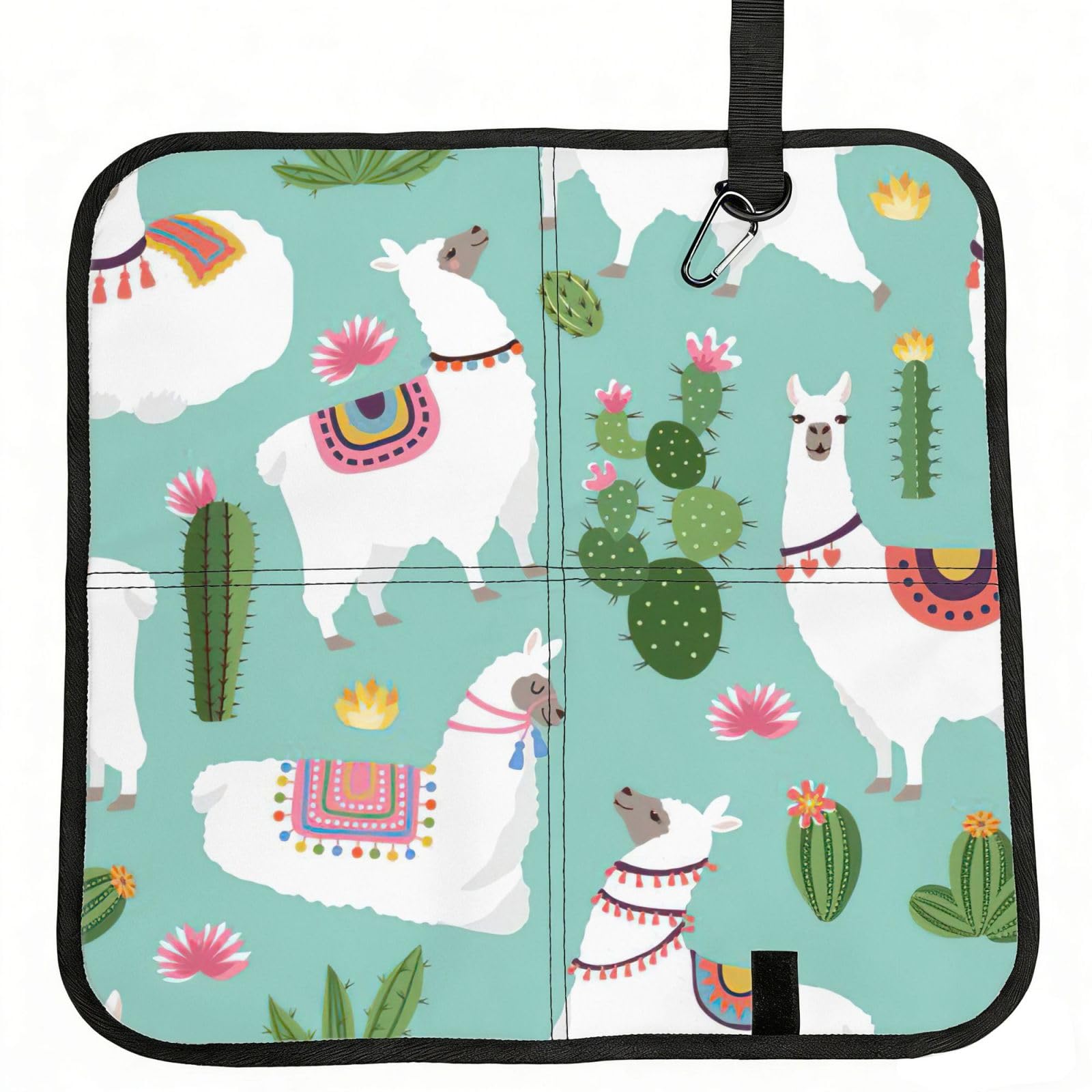 YQxwJL Tropical Llama Alpaca Cactus Flower Print Foldable Seat Cushion, Oxford And Pvc Waterproof Portable Seat Pad For Outdoor Camping Hiking