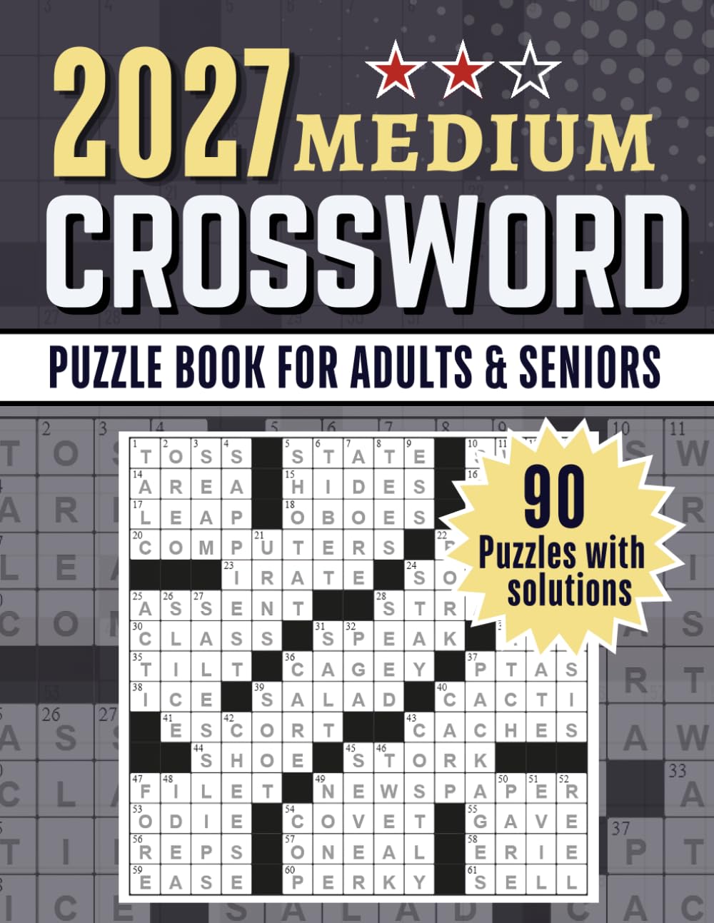 Medium Crossword Puzzle Book for Adults & Seniors Large Print: 90 Engaging Crosswords with Solutions | Fun and Challenging Brain Games to Improve Memory and Vocabulary