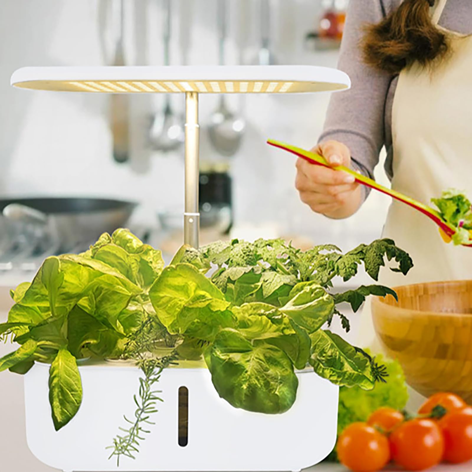 Jardin D'Plant Hydroponique, Lampe LED pour Plantes,10 Pods, Kit De Germination pour Jardin D'Herbes Aromatiques, SystèMe De Pompe Silencieux, éCran Tactilehauteur RéGlable (Blanc)