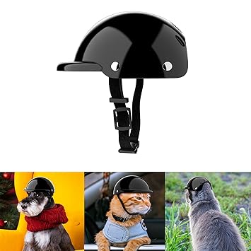 NVTED Pet Helmet, Dog Cat Safety Ridding Cap Motorcycle Bike Hat, Soft Padded Sun Rain Protection (Small)