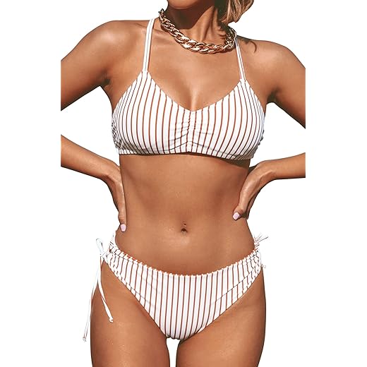 CUPSHE Women's 2 Piece Bikini Set Back Braided Straps with Reversible Bottom
