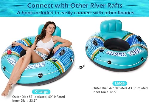 Vista 5 de Jasonwell Inflatable River Tube Float - Heavy Duty River Float Pool Floats Lake Premium Water Tubes for Floating Recreational River Raft Lounge