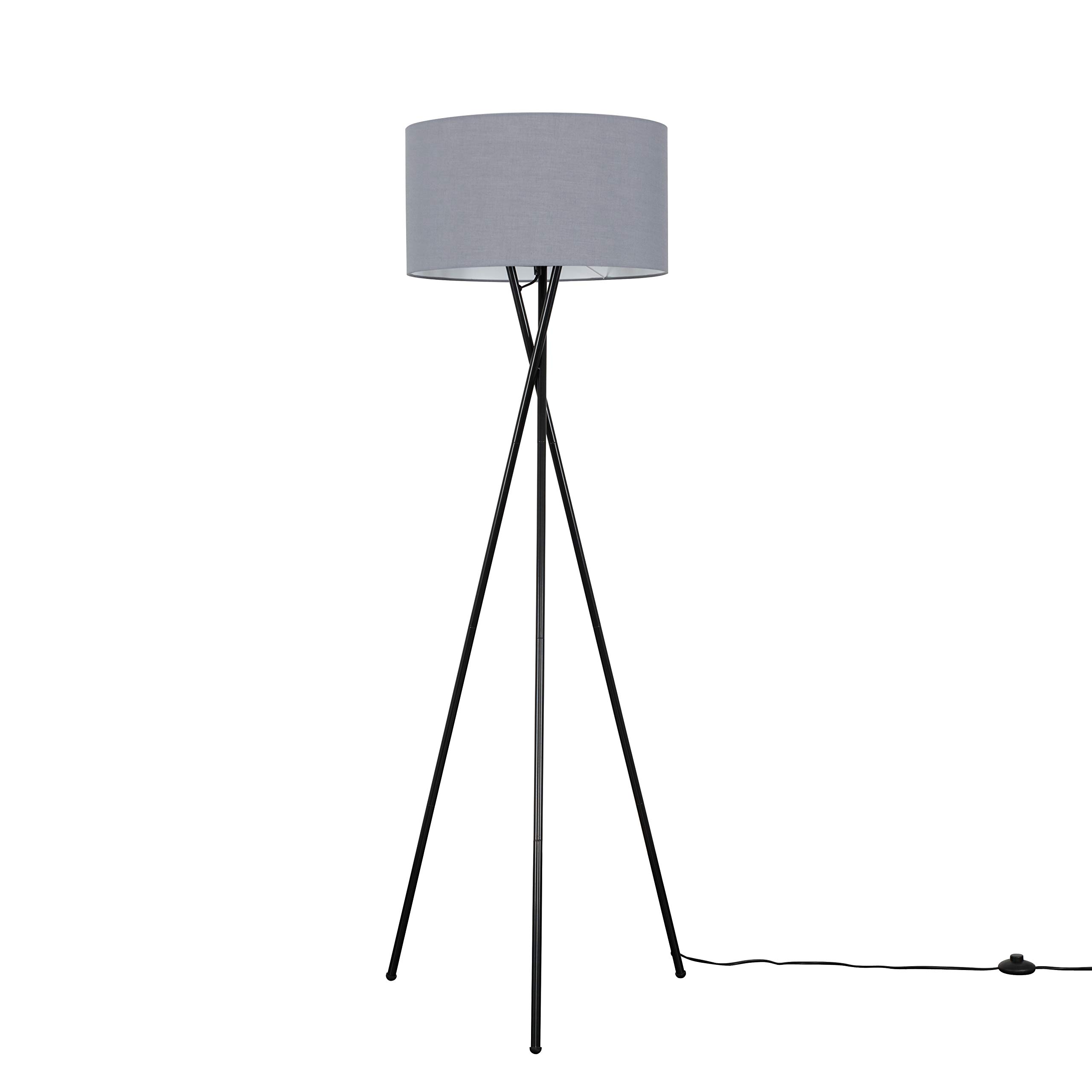 Buy MiniSun Modern Gloss Black Metal Tripod Floor Lamp with a Dark Grey