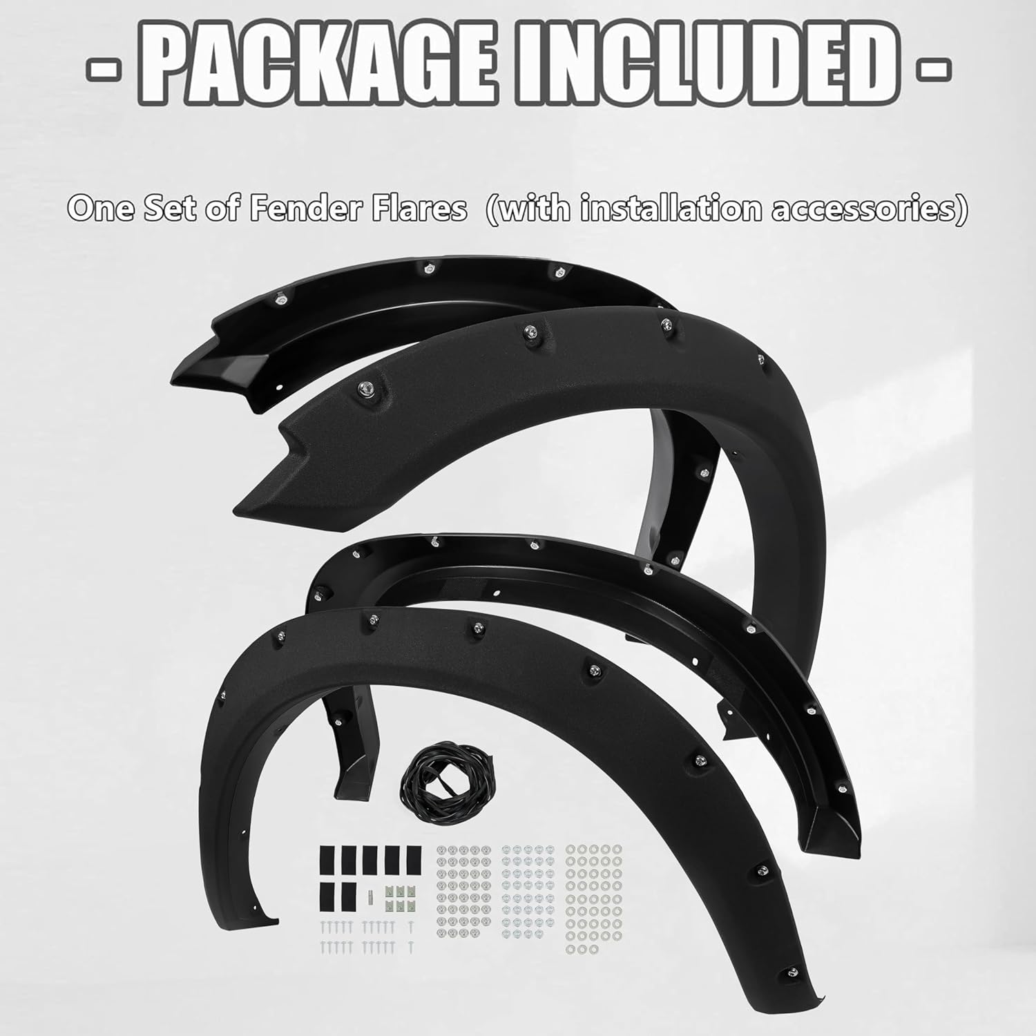 KUAFU Fender Flares Compatible with 2009-2023 Dodge Ram 1500 Classic Pocket Rivet Style Mud Guards Wheel Cover Protector Textured Black Front Rear Excludes R/T & Rebel