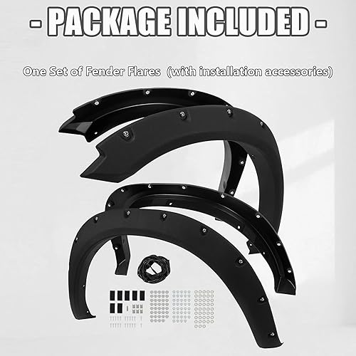 Miniatura 6 de KUAFU Guardabarros compatibles con Dodge Ram 1500 2009-2023 Classic Pocket Rivet Style Barro Guardabarros Protector de cubierta de rueda con textura