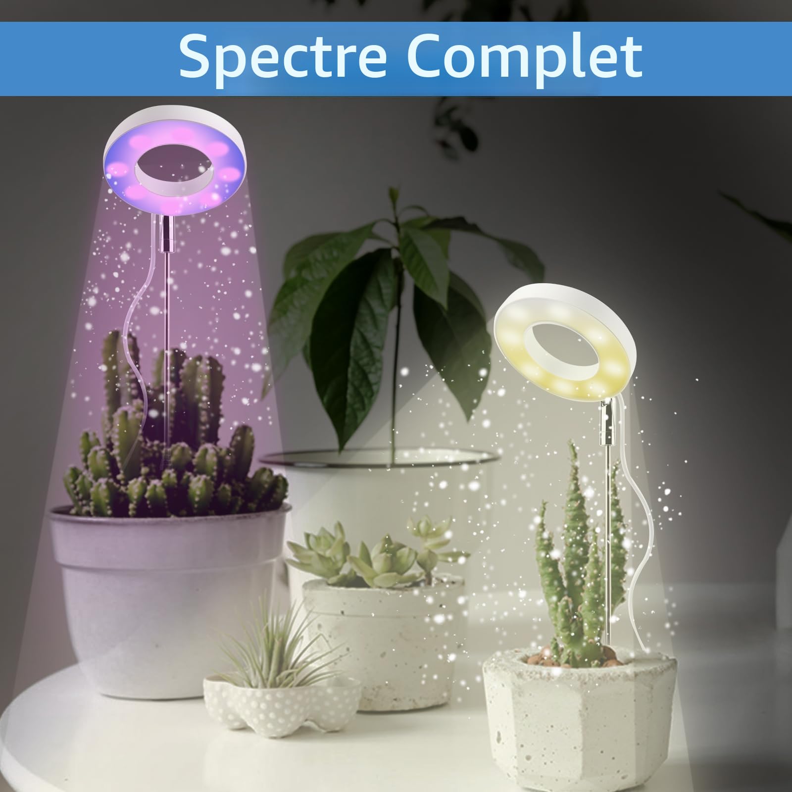 Lampe de Culture LED à Spectre Complet, Réglable 3 Niveaux de Luminosité, Arrêt Automatique 3/9/12H