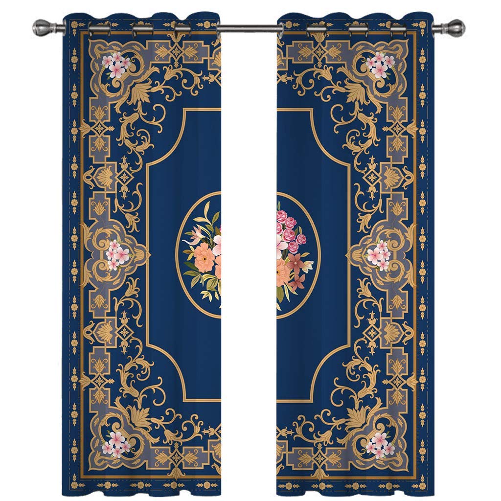 Rideau occultant thermique et phonique 3D floral bleu pour chambre parentale