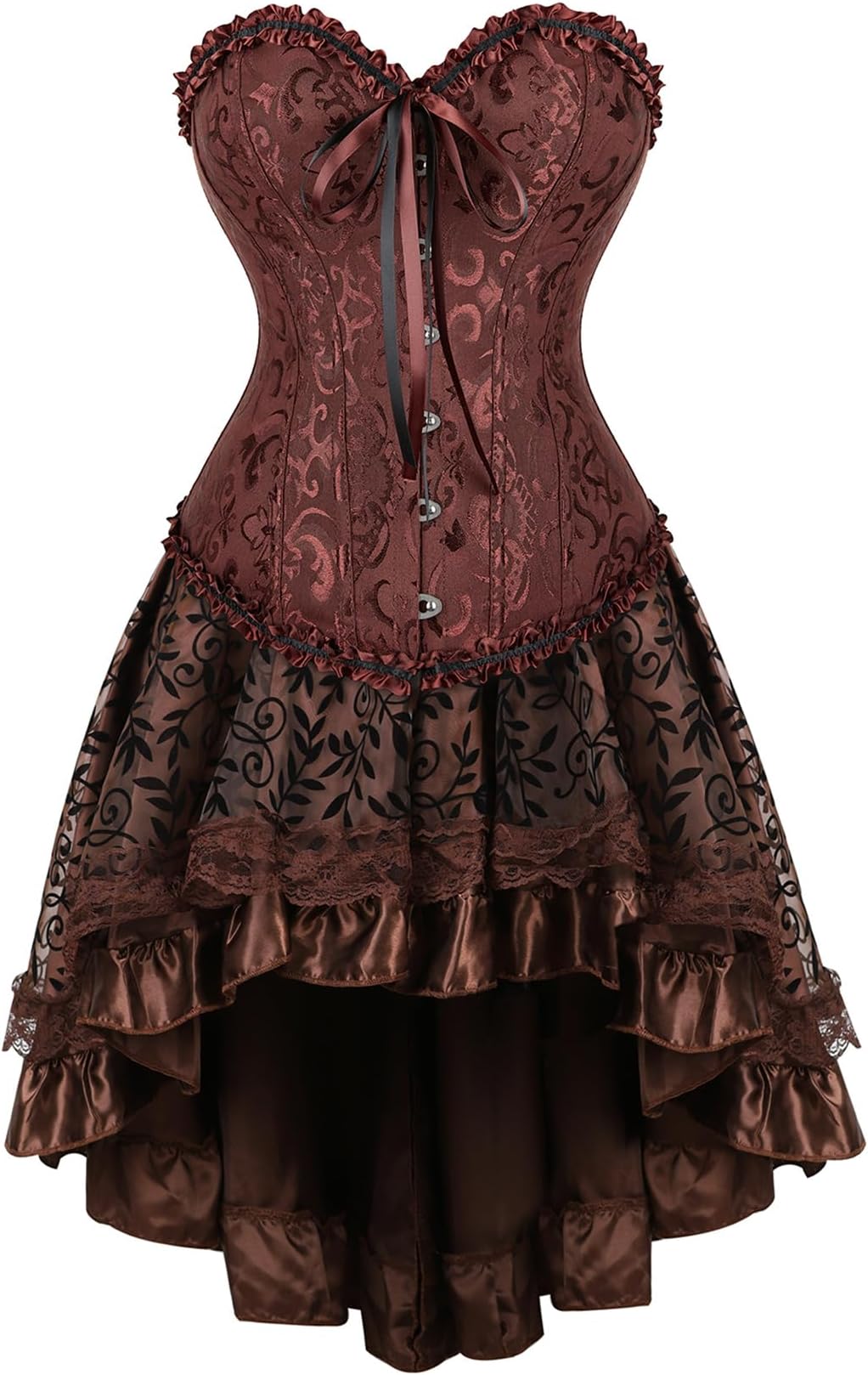 Women's Steampunk Costume Corset Dress Steam Punk Gothic Overbust Corset Skirt Halloween Costumes
