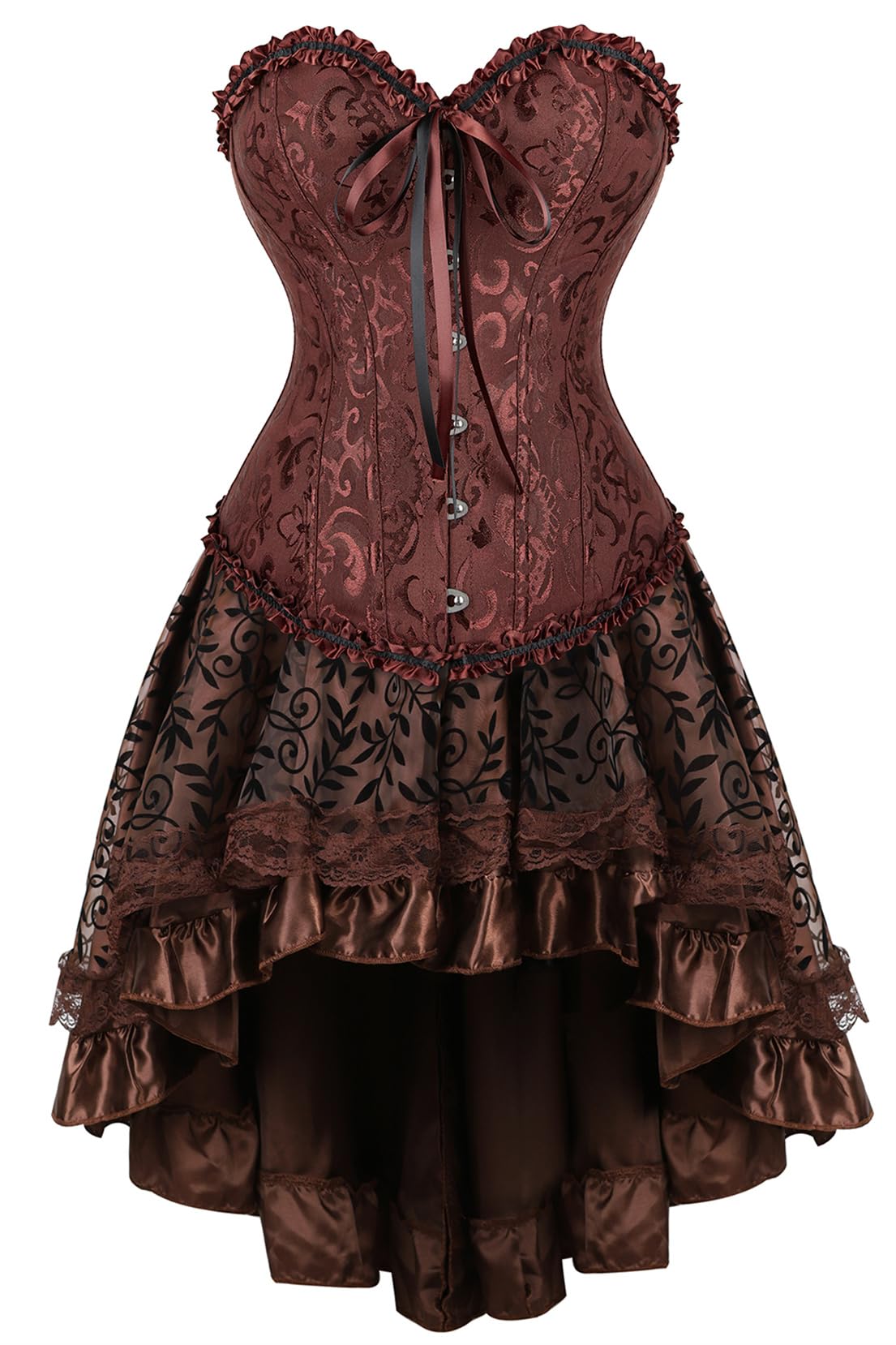 frawirshau Steampunk Corset Dresses for Women Steam Punk Gothic Overbust Corset and Skirt Set Halloween Costumes