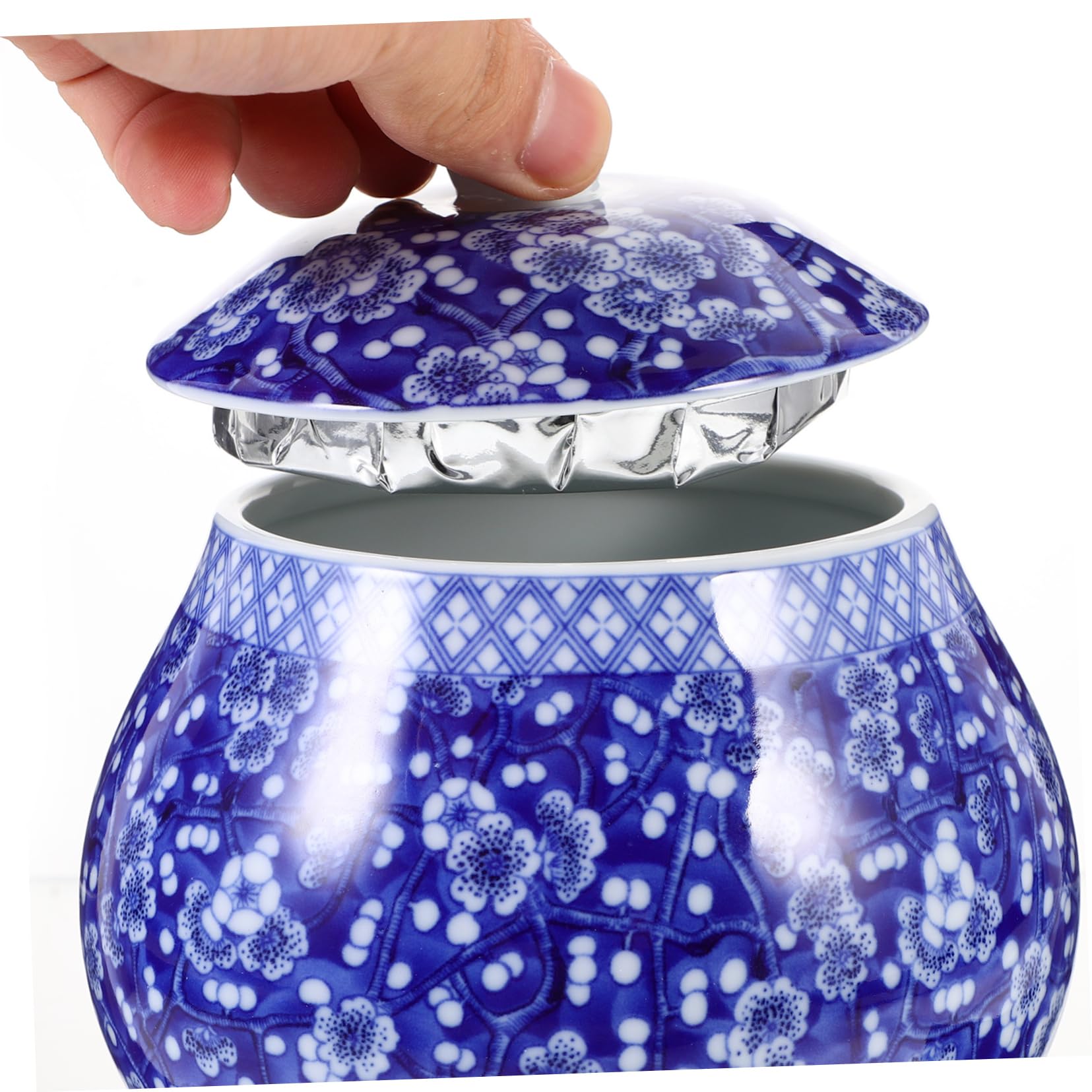 Amazon | SHOWERORO 陶器の茶壺 セラミック茶筒 茶葉保存ポット 青い 