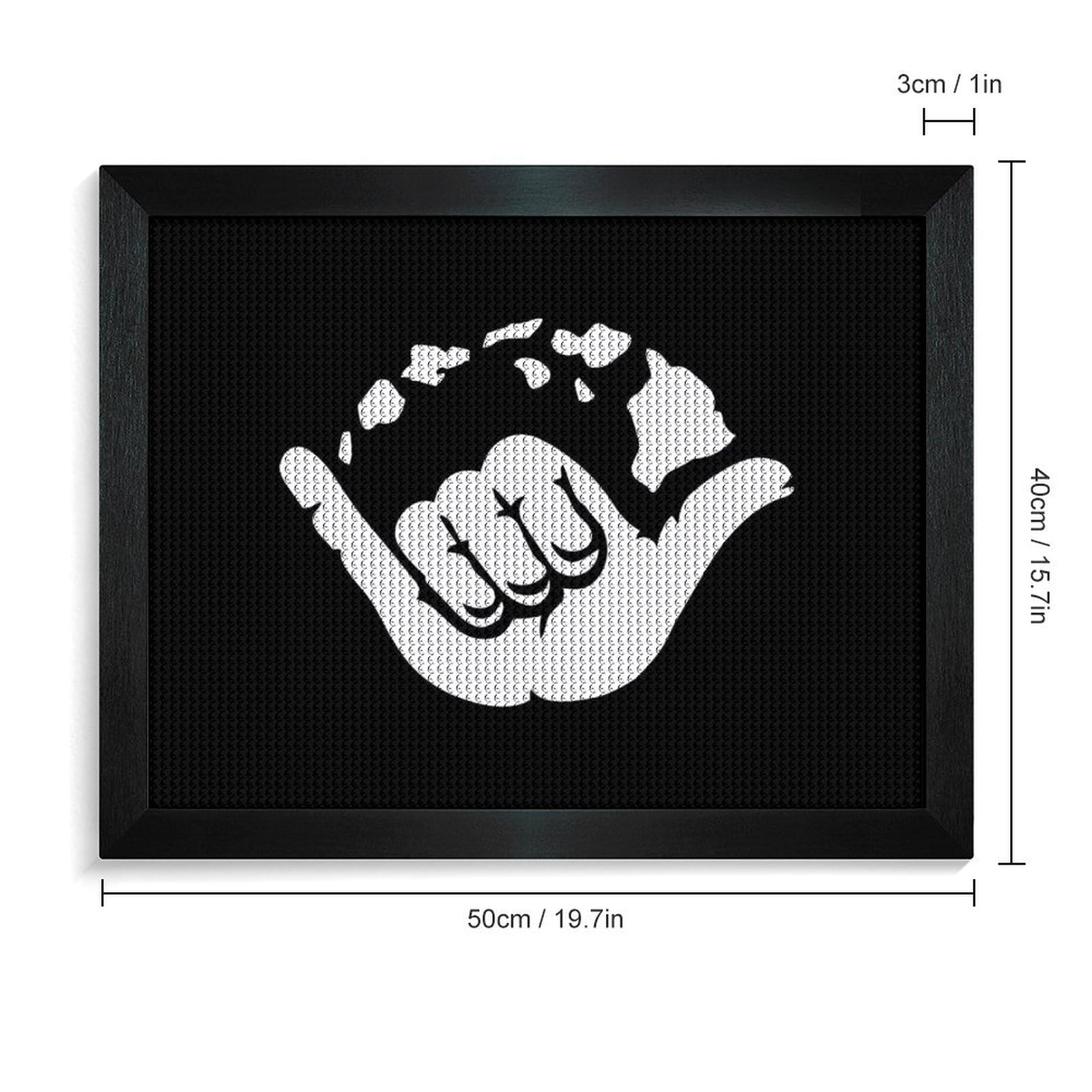Cmagnifico Kit de peinture diamant à faire soi-même avec cadre, Aloha Hand Hawaï rond pour décoration murale de la maison, 40 x 50 cm