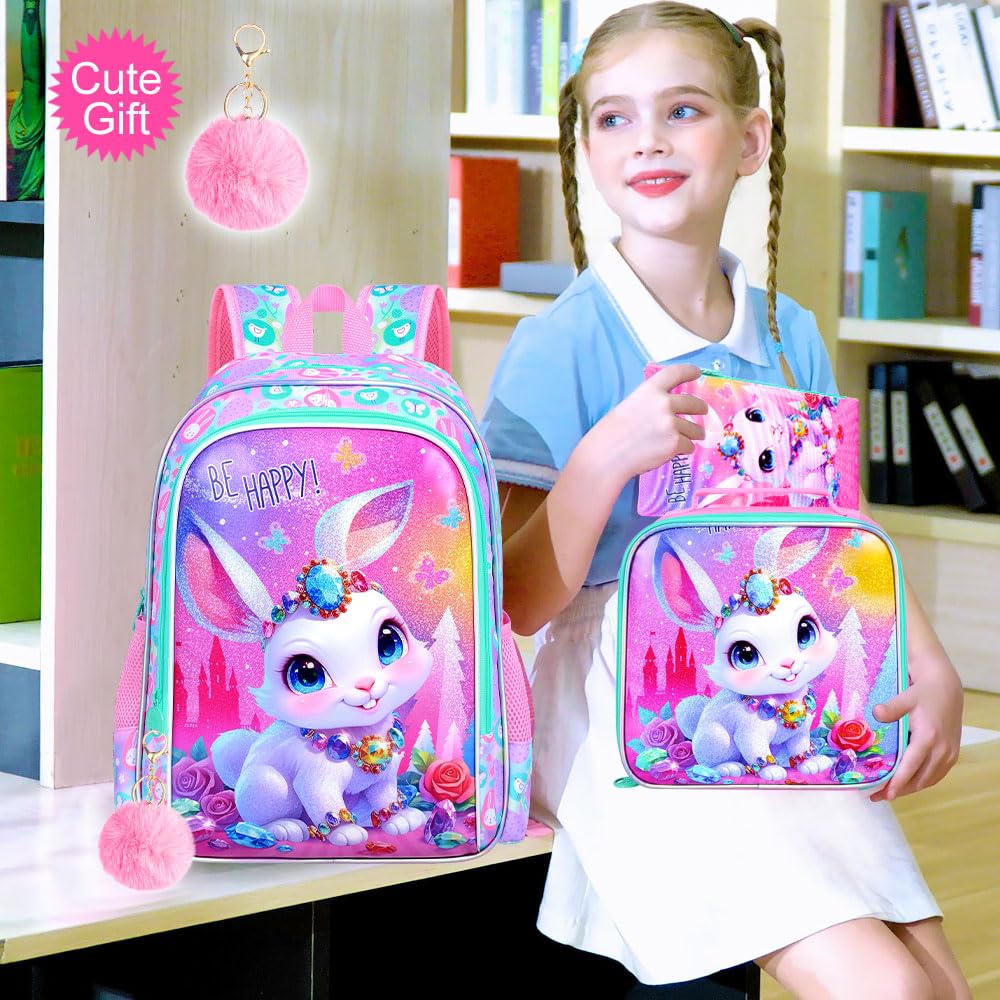 FTJCF 3Pcs Girls Backpack, 16