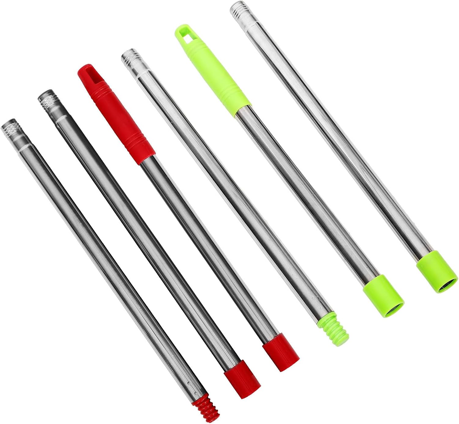 SHINEOFI 2pcs Threaded Mop Handle Replacement Three-Section Stainless Steel Pole with Screw-in Connection Lightweight Commercial Broom Rod for Efficient Floor Cleaning and Easy Storage