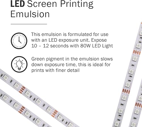 Miniatura 5 de Ecotex L E D - Emulsión de serigrafía verde (pinta, 16 onzas), emulsión fotográfica presensibilizada para serigrafías de seda, textiles y tela, para