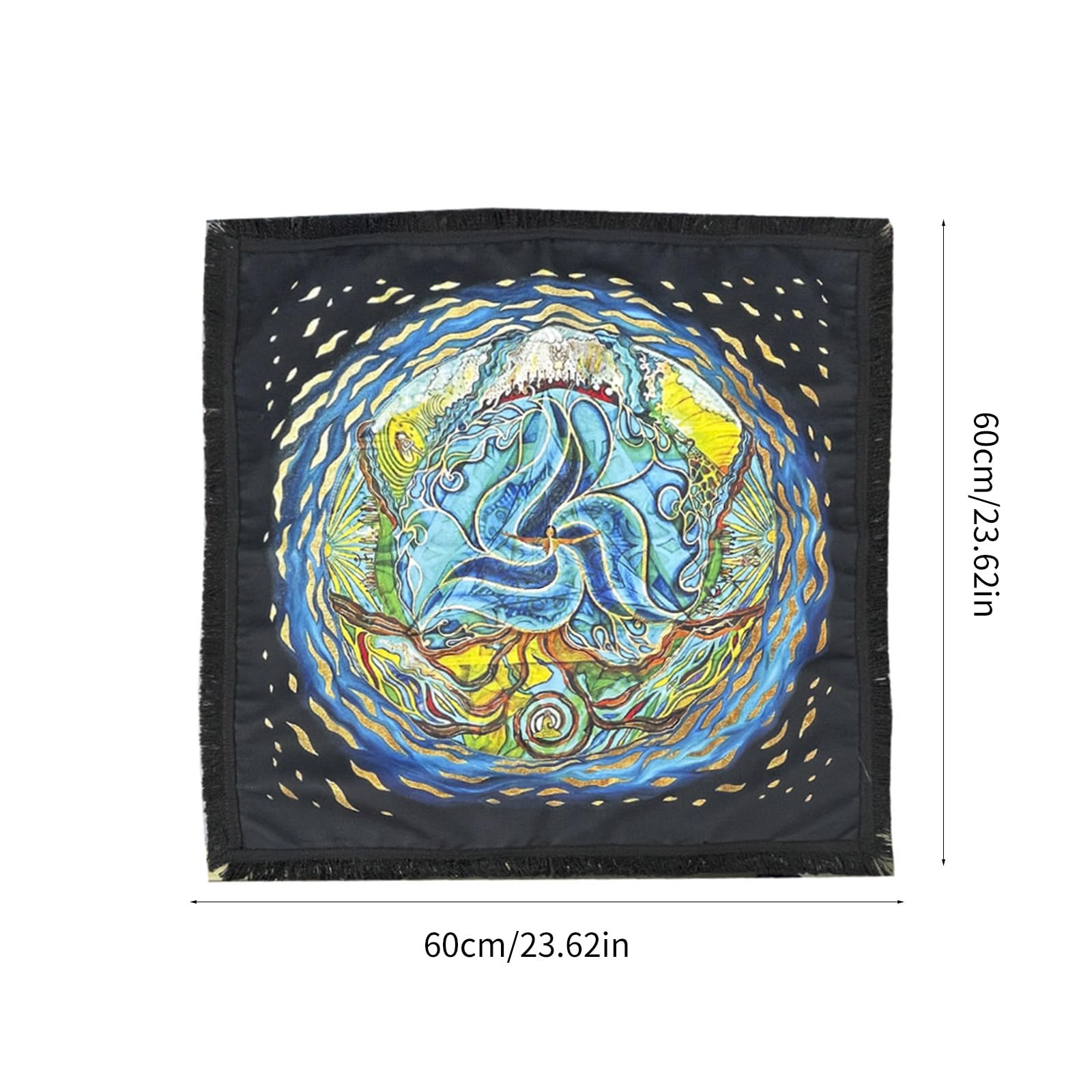 Tovaglia Quadrata In Flanella Per Tarocchi E Meditazione 50x50 Cm: Tema Metatron E Astrologia, Leggera E Portatile